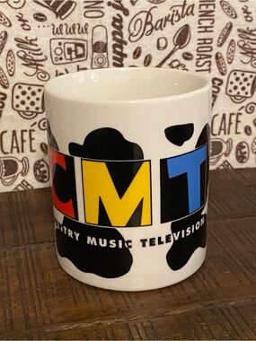 🐄 CMT Country Music Television Vintage 1990s Cow Ceramic Coffee Mug